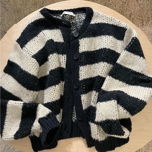 Zara cozy navy and white stripe sweater!
